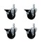 Service Caster 3.5'' Hard Rubber Wheel Swivel 7/8'' Square Stem Caster Set with Brake, 4PK SCC-SQ20S3514-HRS-PLB-78-4 - alternate 1